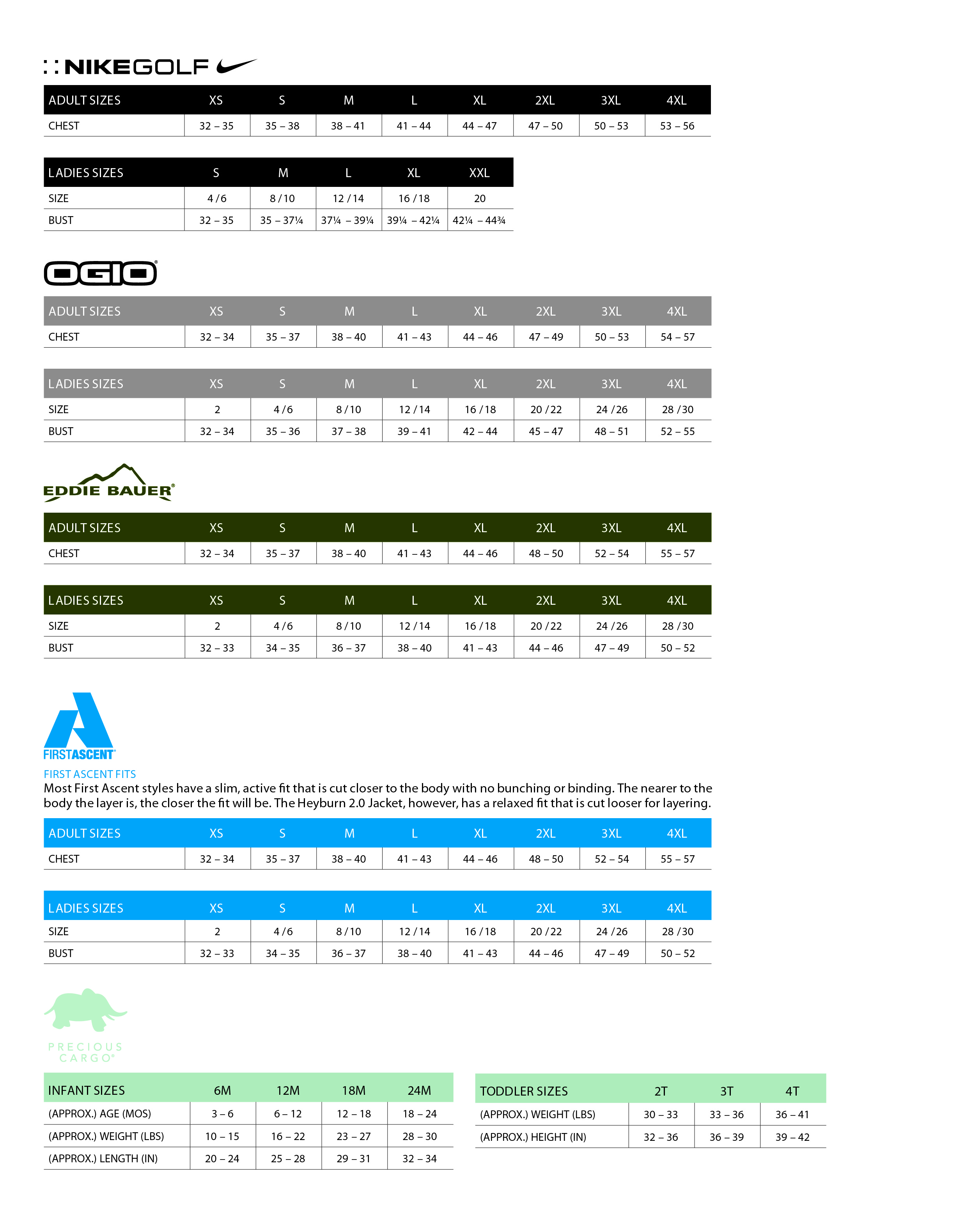 fotl soft premium size chart