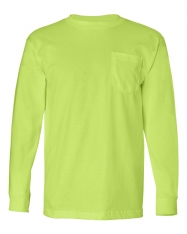 Bayside - 100% Cotton Long Sleeve Pocket T-Shirt (S-4XL)