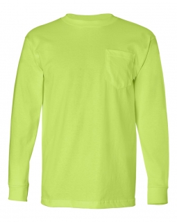 Bayside - 100% Cotton Long Sleeve Pocket T-Shirt