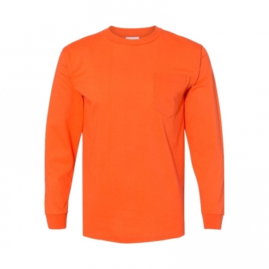 Bayside - 100% Cotton Long Sleeve Pocket T-Shirt